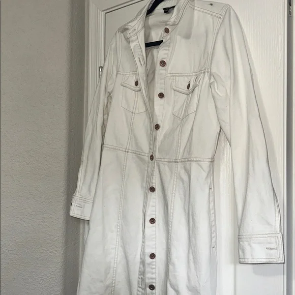 Frye Long White Denim Jacket size Small - Picture 2 of 10
